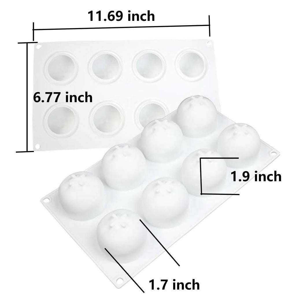 OCPO Kitchen Orange Silicone Mold for Baking Mousse Cake, 8 Cavities