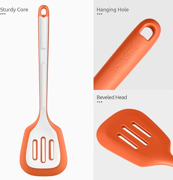 U-Taste Silicone Turner Slotted Spatula, 13.6" Long/3.7" Wide, Orange