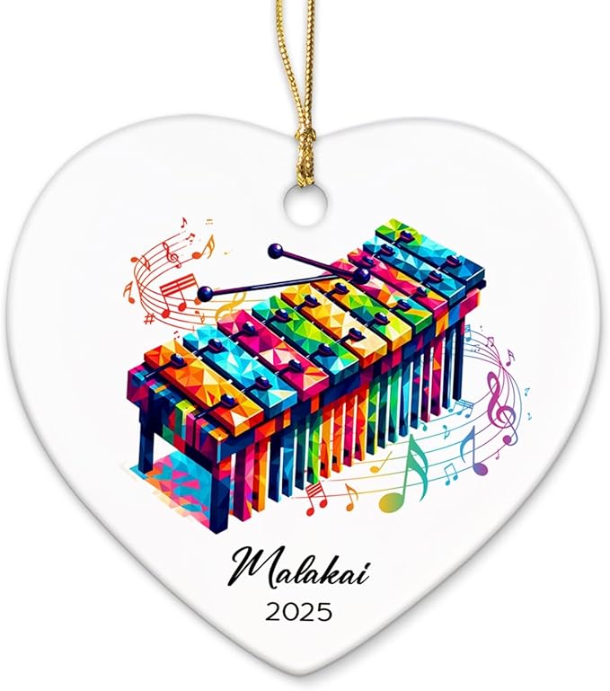 Xylophone Instrument Ceramic Ornaments, Personalized Xylophonist Ornaments Decor Christmas, Xylophone Ceramic Ornament Gifts for Music Lovers, Custom Name & Year Xylophonist Ornament Xmas Tree 2026