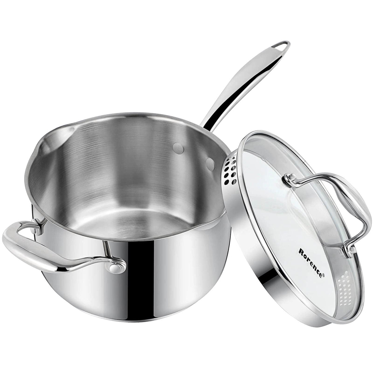 Rorence 3.7 Quart Stainless Steel Induction Sauce Pan with Lid