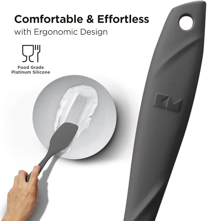Kitchen Mama WaltzGrip Platinum Silicone Scraping Spatula, Metal Gray