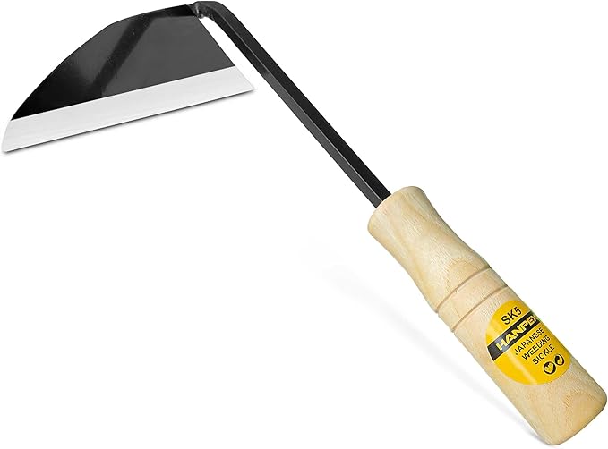 Hanpex Japanese Wide Blade Gardening Tools I Premium Quality Hand Hoes/Weeding Sickle Have Very Sharp Edge for Quick Work