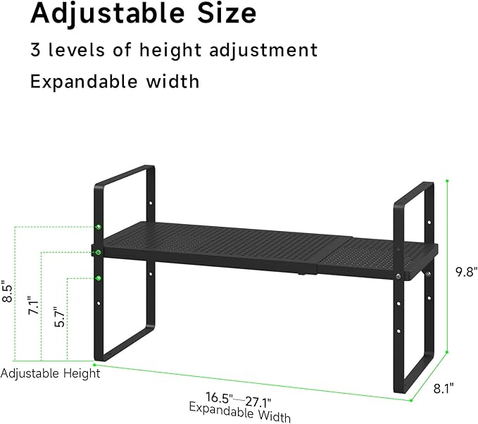SOFRON Expandable Storage Shelf, Stackable Organizer Rack, Black Small 1 PK