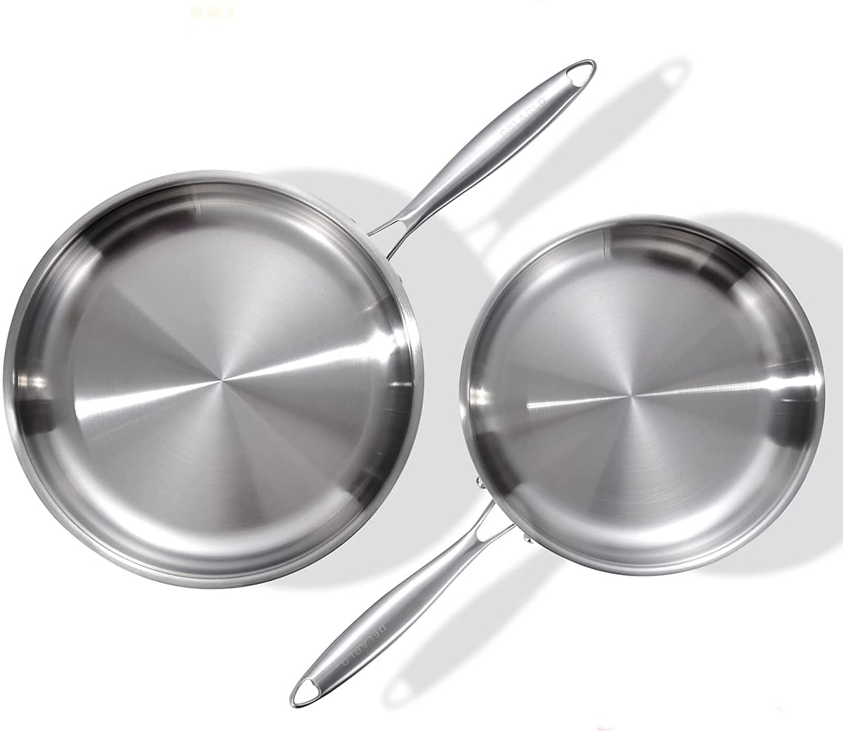 DELARLO Tri-Ply Stainless Steel Pan,18/10, 8",10,12"