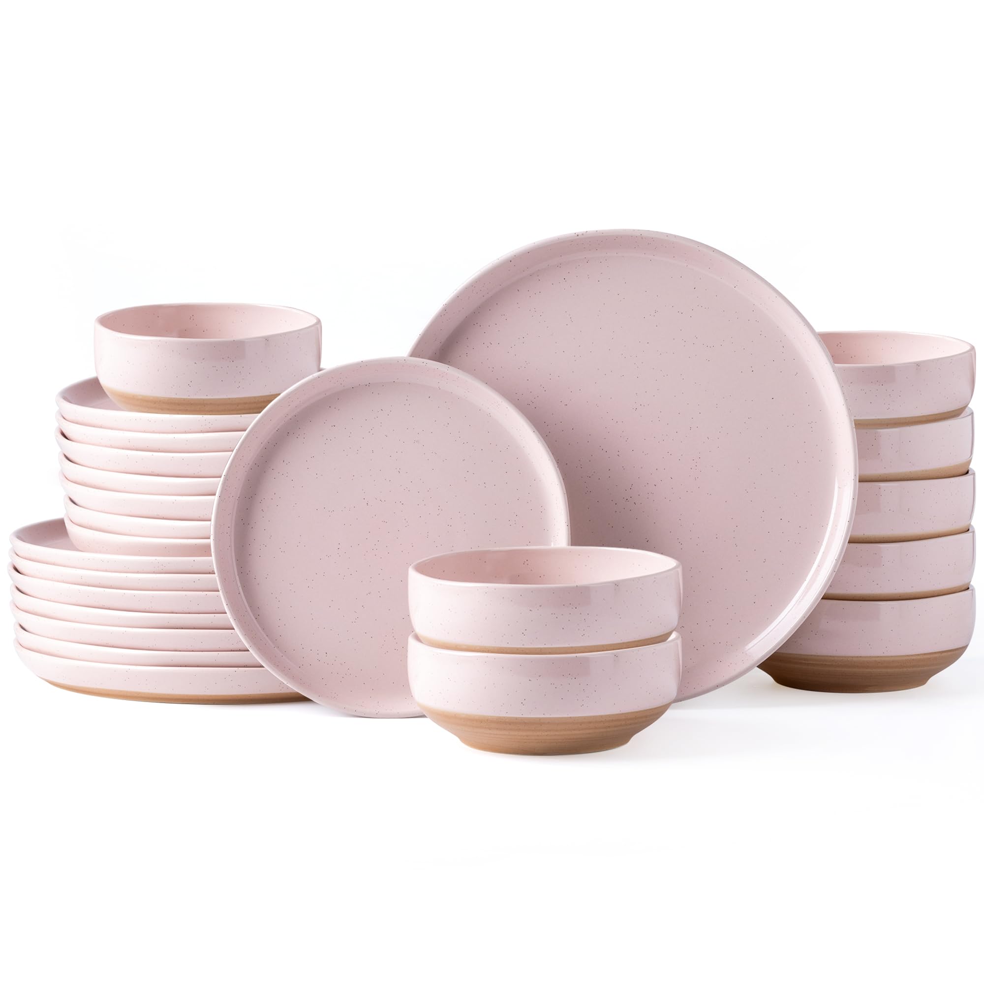 AmorArc Dinnerware Sets for 8, 24 Pieces Ceramic Plates and Bowls Set