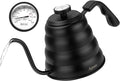 Tea Kettle with Thermometer,Black Gooseneck Coffee Kettle Pot Stovetop,40oz