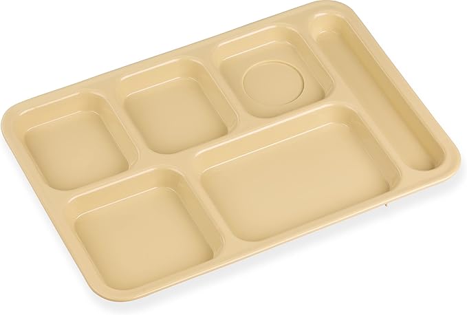 Carlisle FoodService Products / Brands-P614R25 Rectangular Tray w/ (6) Compartments, Polypropylene, Tan, 10" x 14