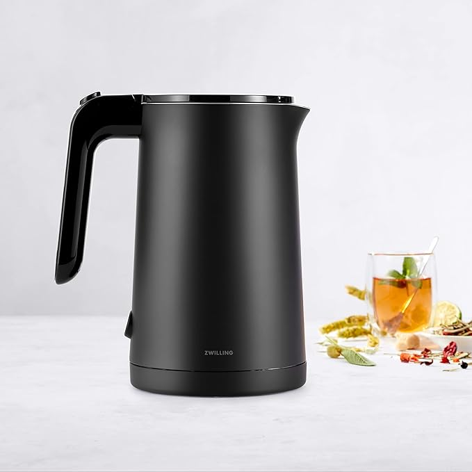 ZWILLING Enfinigy Cool Touch Electric Kettle, 1-Liter Cordless Hot Water & Tea Kettle, Fast Boil, Double-Walled Stainless Steel, Black
