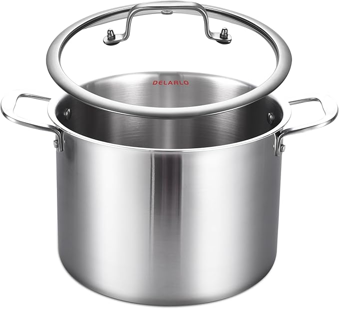 DELARLO Tri-ply Stainless Steel 20 Quart Heavy Duty Induction Stock Pot