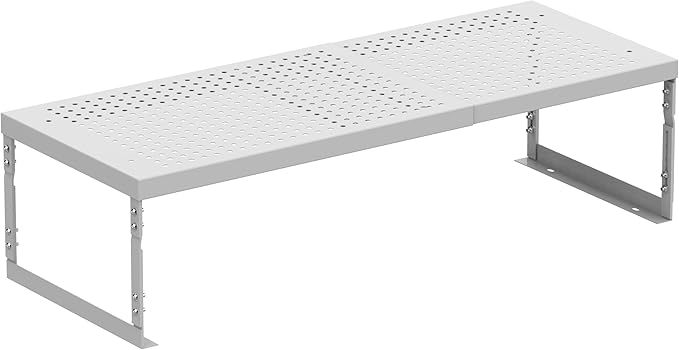Asiingkel Stackable Expandable Metal Shelf Organizer - Adjustable Wire Storage Rack with Holes for Kitchen, Bathroom, Cabinet, Office - Space Saving, Durable & Sturdy Design（1PACK/Large/White