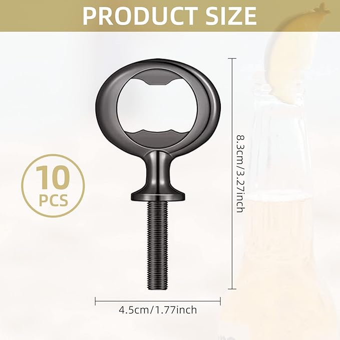 Yugada Metal Bottle Opener Kit - 10 Pcs Stainless Steel Inserts, DIY Beer Opener Hardware, Flat Black Inserts