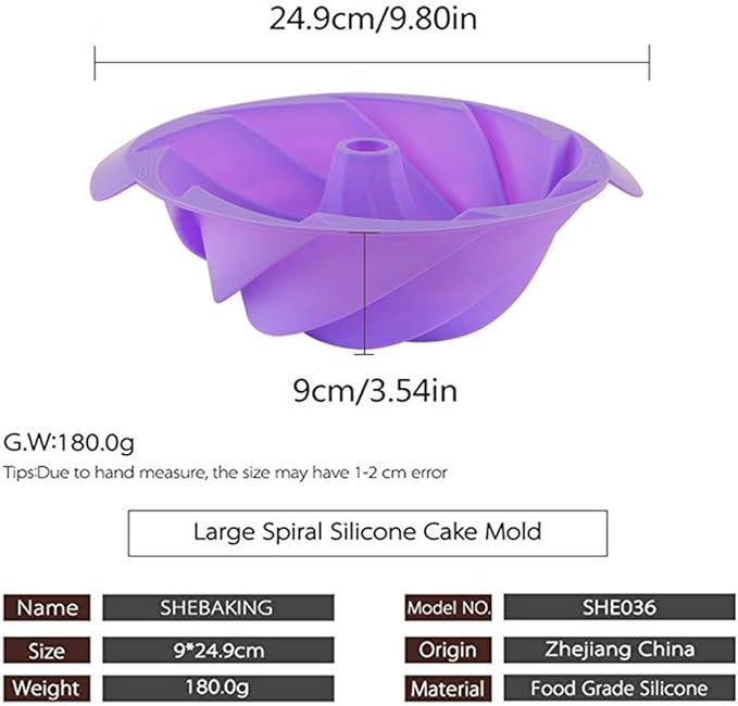 SHEbaking Silicone Jello Molds Non Stick Baking Mold, Fluted Tube Cake Pan Bakeware for Jello, Gelatin, Mousse and Cakes, BPA Free