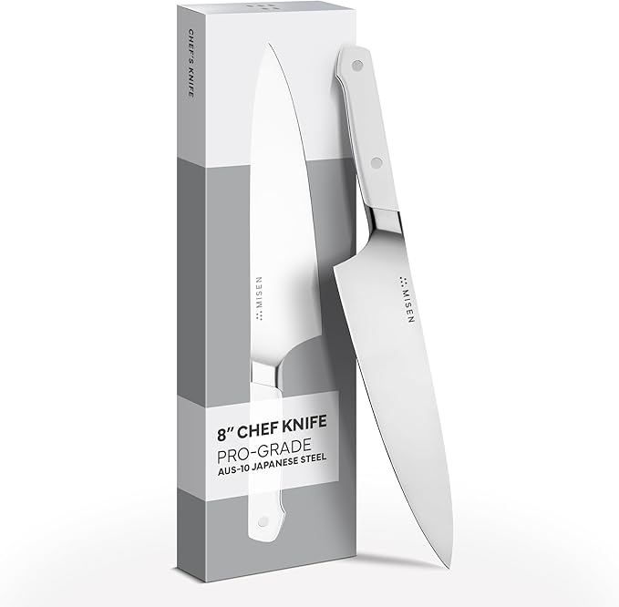 Misen 8 Inch Chef Knife, AUS-10 Japanese Stainless Steel - White