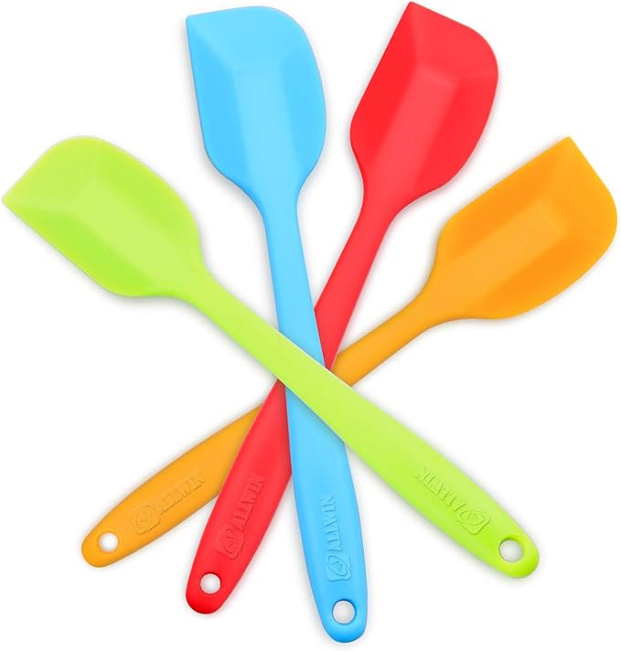 4-Piece Silicone Spatula Set with Stainless Steel Core, Small, Multicolor
