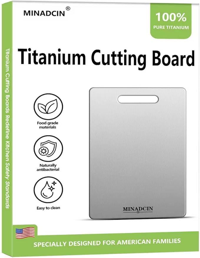 Titanium Cutting Boards For Kitchen, 100% Pure Cut Titanium Cutting Board, Food Grade Quality, Double-sided non-toxic, Easy To Clean, Dishwasher Safe And Will Not Absorb Odors(18L*10W)
