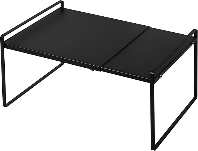 Nxconsu Expandable Shelf for Cabinets, Cabinet Shelf Riser, 12" Black