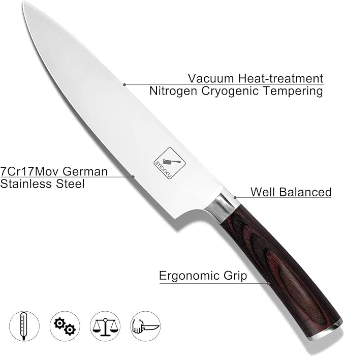 imarku Chef Knife 8 Inch, Ultra Sharp Kitchen Knife with Ergonomic Handle