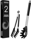 Spaghetti Spoon and Pasta Tong, 2 Pack (BLACK)