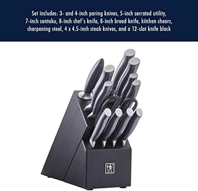 HENCKELS Graphite Razor-Sharp 13-pc Knife Set with Block, Kitchen Knife Sharpener, Chef Knife, Steak Knife, German Engineered Informed by 100+ Years of Mastery