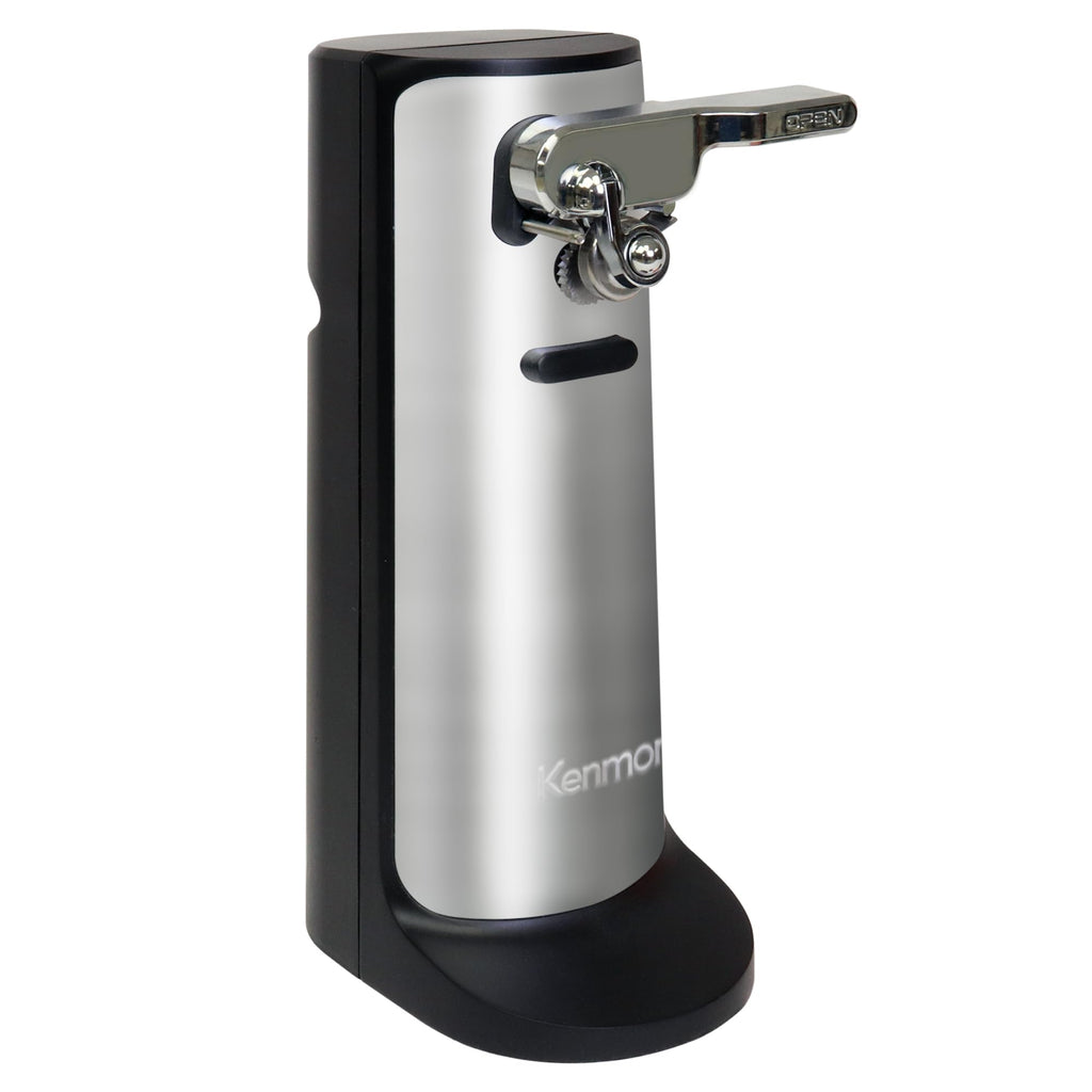 Kenmore Electric Can Opener - Arthritis-Friendly, Bottle Opener, Knife sharpener, Latas Abrelatas, Cord Storage, Automatic Countertop Appliance Stainless Steel Detachable Cutting Lever