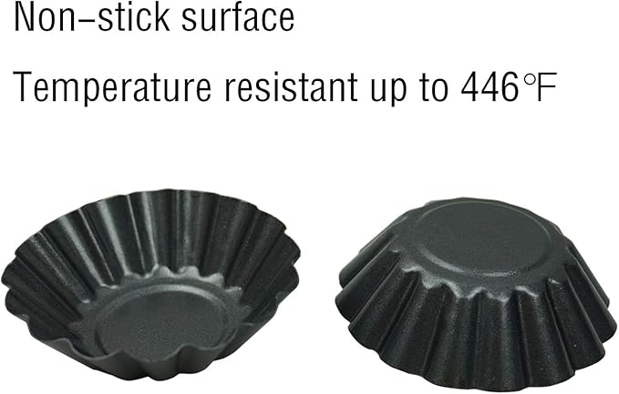 Proshopping 12 Pack Egg Tart Pan, Small Nonstick Carbon Steel Tartlet Tins
