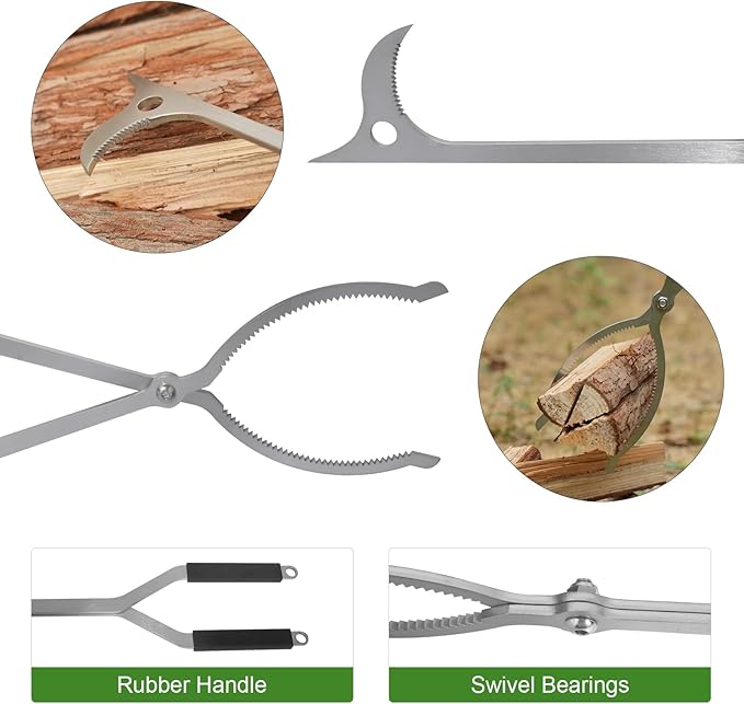 40" Fire Tongs Fire Pit Tongs Set, Stainless Steel Fireplace Tongs