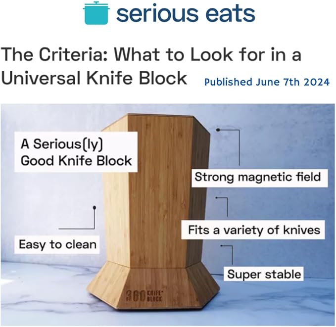 360KnifeBlock® - The 360KB™ (Black) ROTATING Magnetic Knife Block 10" tall SeriousEats/Food&Wine/ATK BEST Universal Knife Block - handmade in Washington