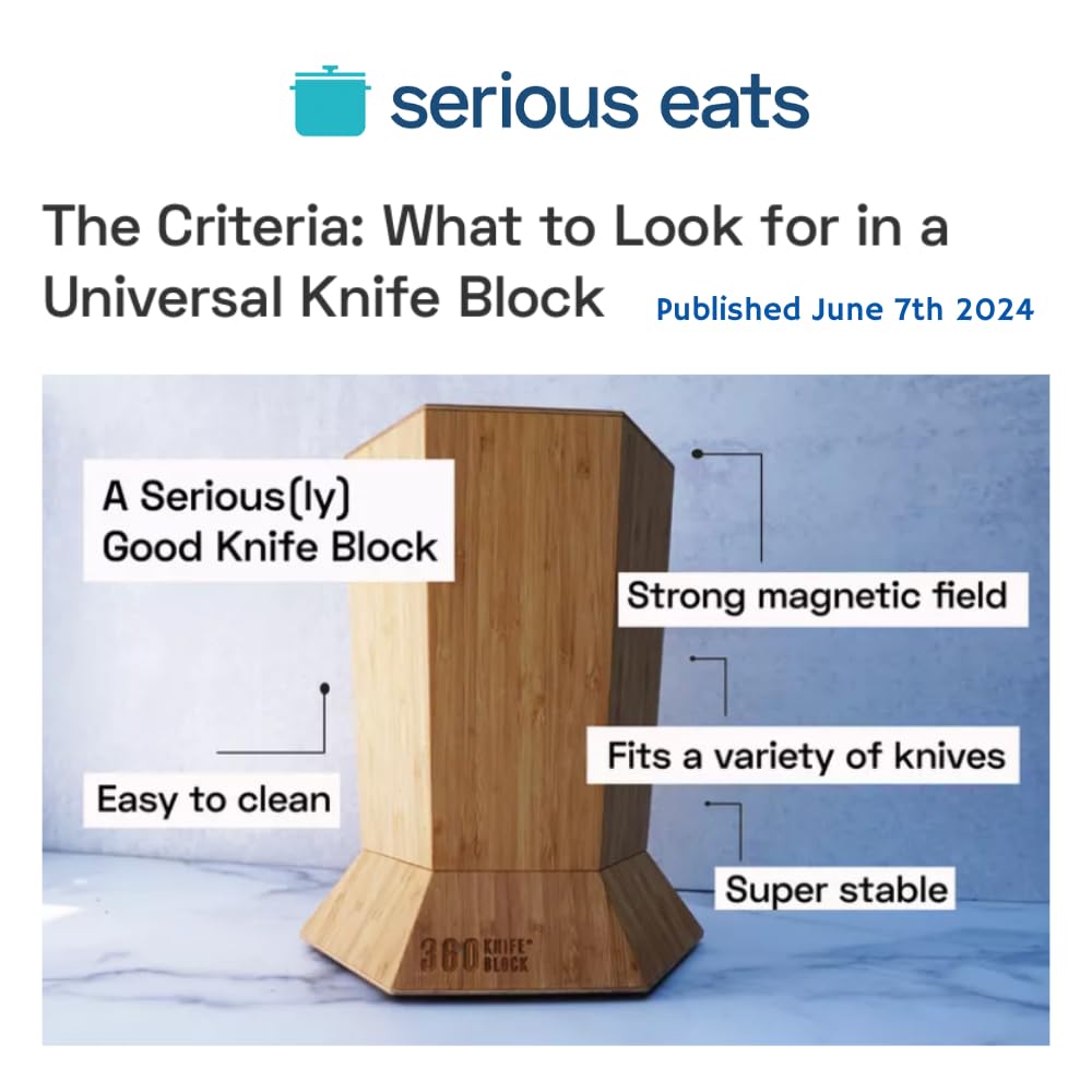 360KnifeBlock® - The 360KB™ (bamboo) ROTATING Magnetic Knife Block