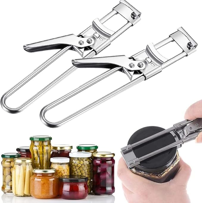 Fiopet Adjustable Multifunctional Stainless Steel Can Opener, 2023 New Stainless Steel Can Opener Bottle Jar Lid Gripper Household Kitchen Tool, Manual Jar Bottle Opener Kitchen Accessories (2 Pcs)