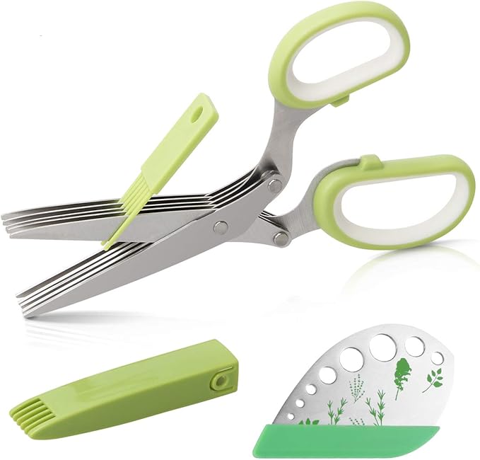 Luxiv Herb Scissors And Stripper Set, 5-Blade Stainless Steel Kitchen Tools