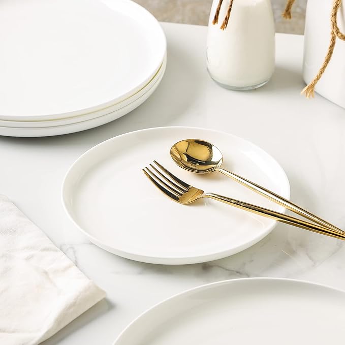Stone Lain Gabrielle Bone China Dinnerware Set, 12-Piece Service for 4, Solid White