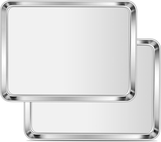 Homikit 2 Pack Small Stainless Steel Baking Sheet Set, Non Toxic