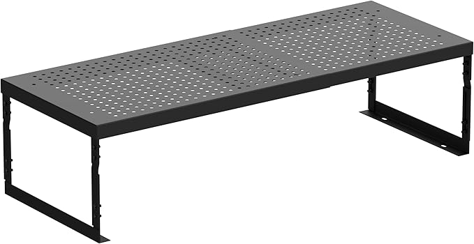 Asiingkel Stackable Expandable Metal Shelf Organizer - Adjustable Wire Storage Rack with Holes for Kitchen, Bathroom, Cabinet, Office - Space Saving, Durable & Sturdy Design（1PACK/Medium/Black