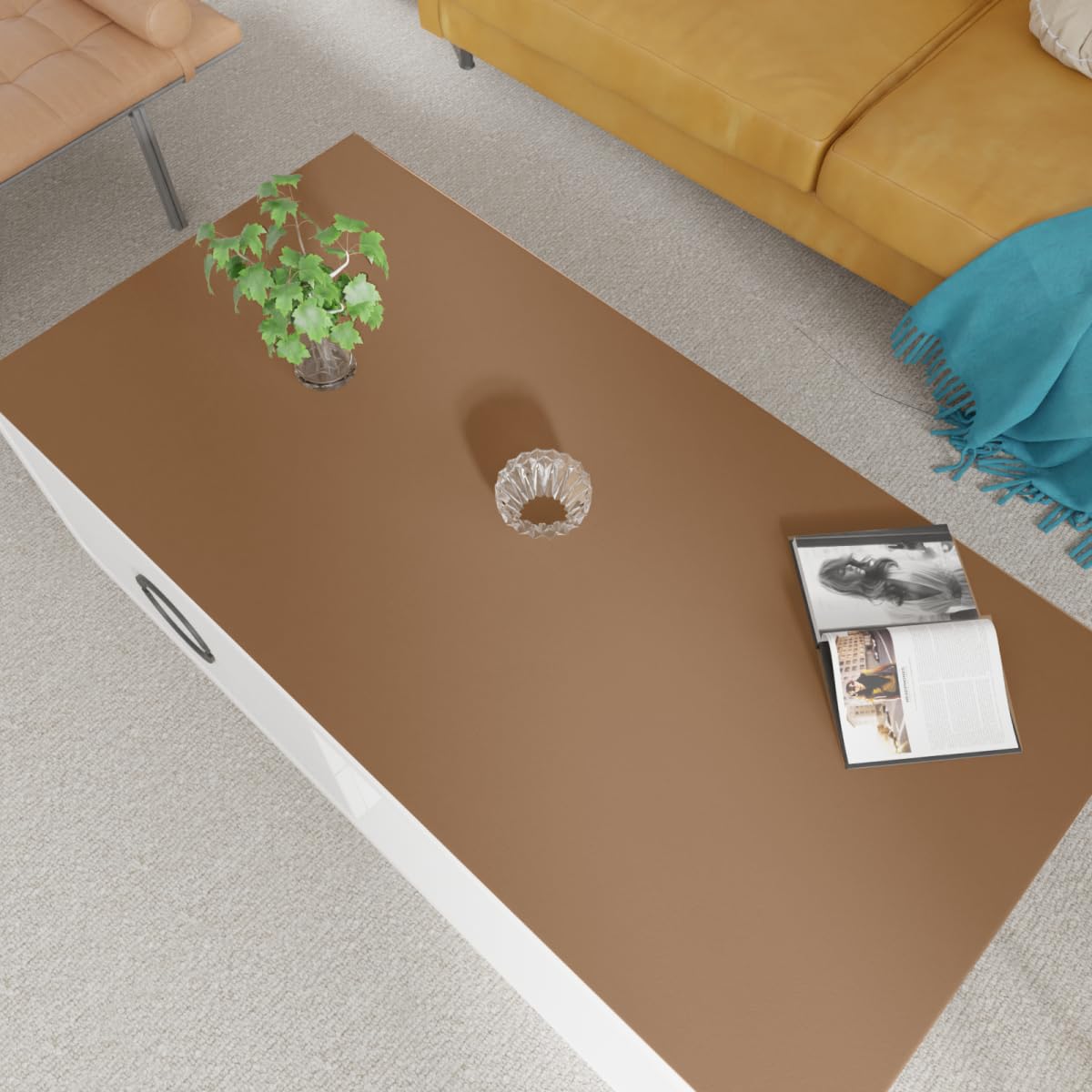Zinkooat Desk Cover Protector - 24x36 Inch Waterproof Can Cover Up Defects Protect The Surface of Furniture from Scratches Can Be Used for Office Coffee Table Dorm(Mud Color+Champagne Gold 24x36)