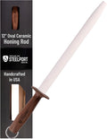 STEELPORT 12" Oval Ceramic Honing Rod for Carbon & Stainless Steel Knives