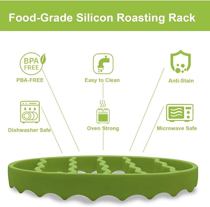 GHYUOPIEF Slow Cooker Silicone Rack, Used for Roasting Pot Cooking Steamer Silicone Pressure Cooker Baking Accessories Compatible with 6 quarts and 8 quarts Stove (Oval, Green, red)