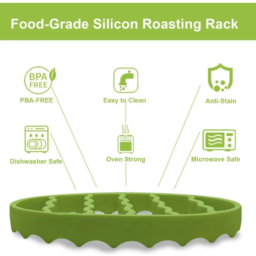 GHYUOPIEF Slow Cooker Silicone Rack, Used for Roasting Pot Cooking Steamer Silicone Pressure Cooker Baking Accessories Compatible with 6 quarts and 8 quarts Stove (Oval, Green, red)