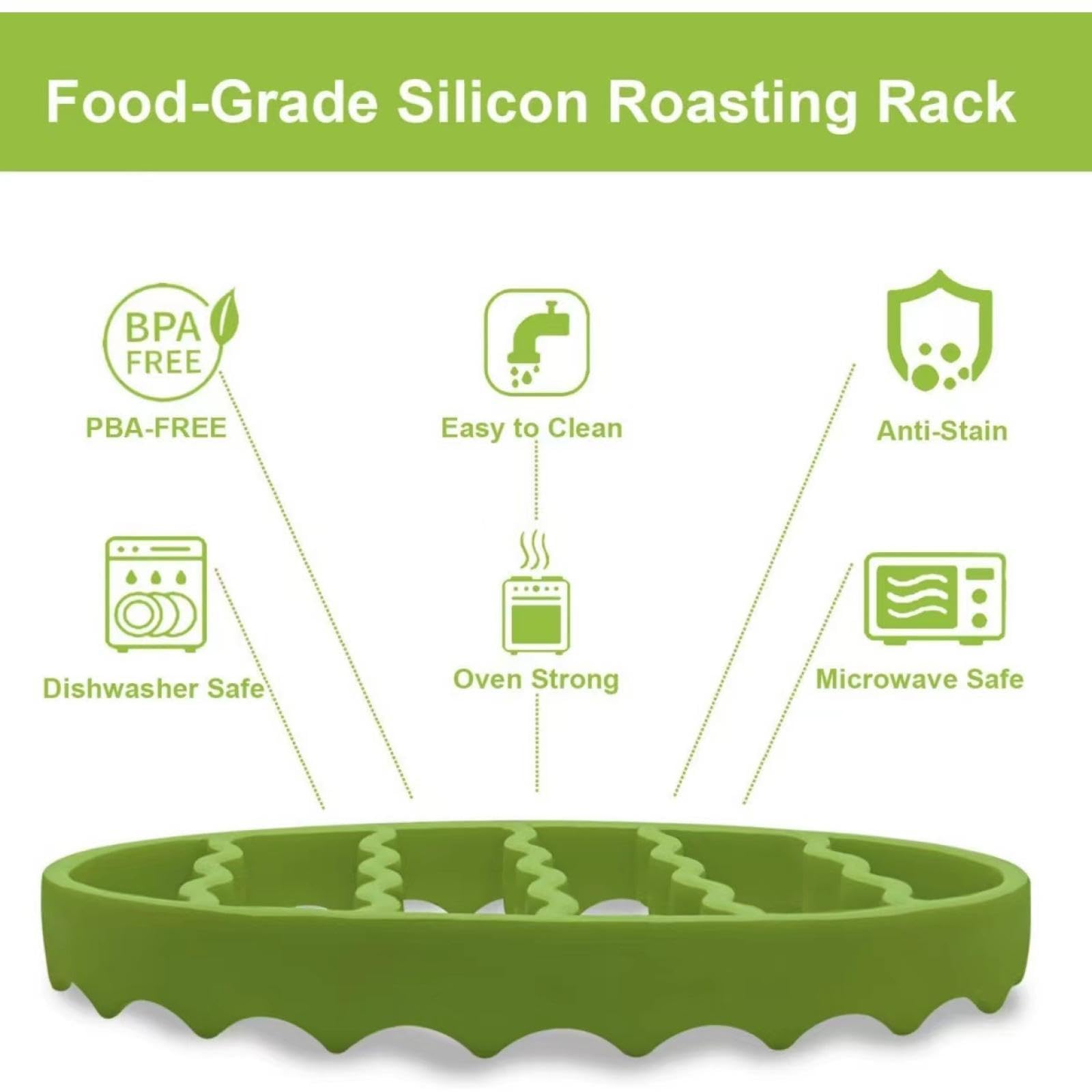GHYUOPIEF Slow Cooker Silicone Rack, Used for Roasting Pot Cooking Steamer Silicone Pressure Cooker Baking Accessories Compatible with 6 quarts and 8 quarts Stove (Oval, Green, red)