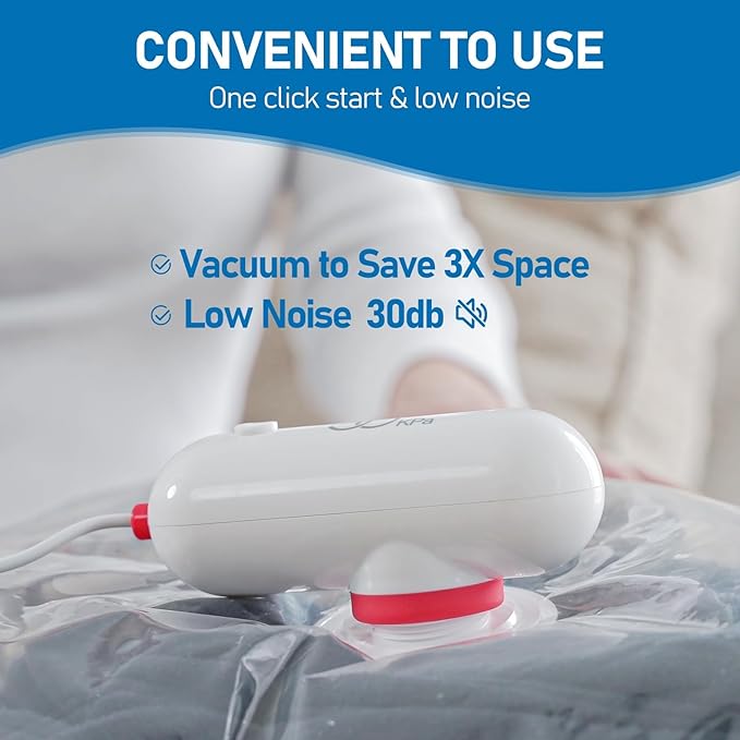 VMstr Vacuum Seal Bags for Clothing Travel, Vacuum Storage Bags with USB Electric Pump, Compression Space Saver for Luggage Suitcase 6 Combo Bags + USB Pump