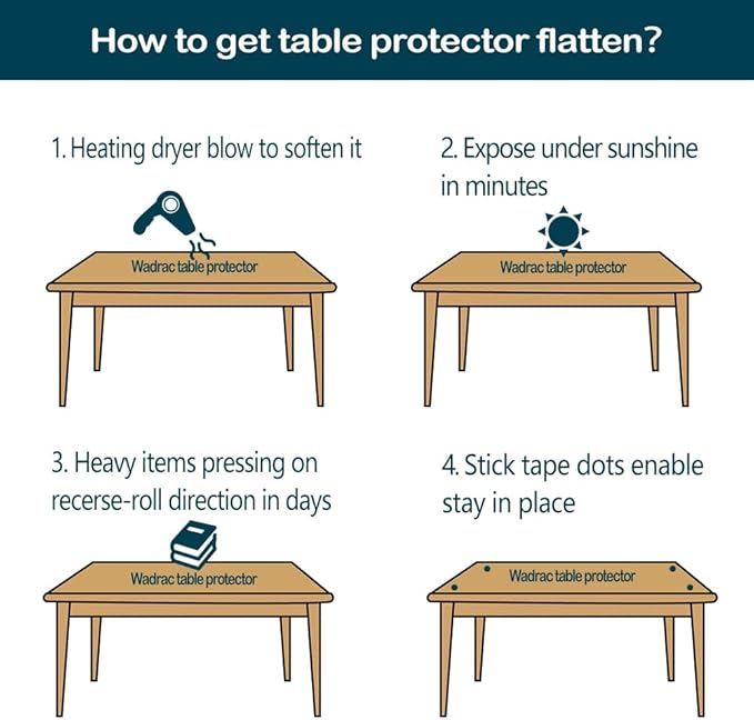 Plastic Vinyl Clear Table Protector for Dining Room Table Rectangle Desk Office Top Pad Cover Wood Glass Marble Furniture Coffee End Tabletop Protective Pad Crystal PVC Tablecloth 42x80 Inch or 74"