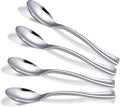 WDF 300 Pieces Plastic Silver Mini Spoons - 4 Inches Silver Plastic Tasting Spoons for Desserts, Heavy Duty Disposable Spoons Perfect for Coffee, Cake, Desserts, Appetizers for Wedding Spring Party