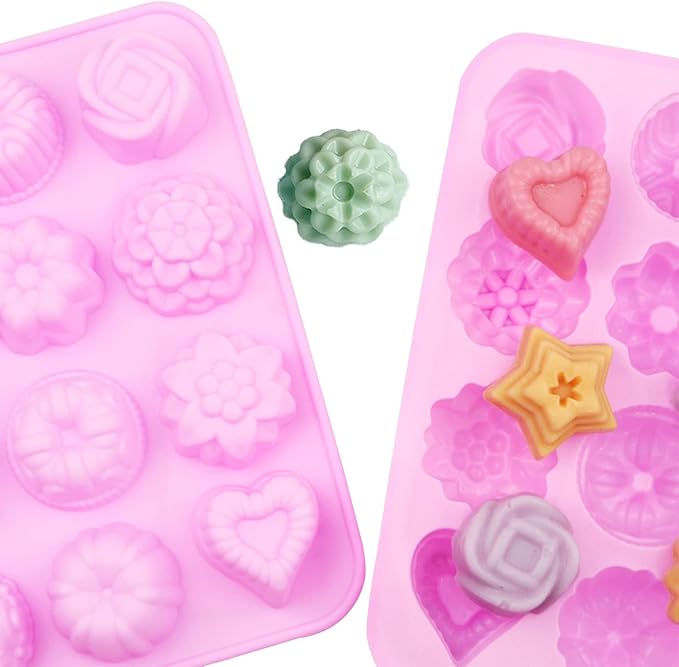 4 Pcs Flower Silicone Soap Molds-Soap Molds for Soap Making
