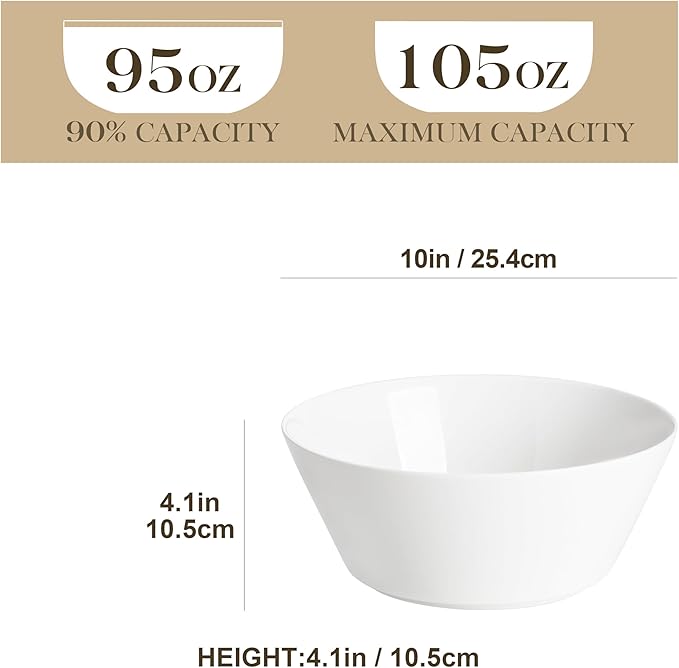 MALACASA 105 OZ Large Serving Bowls Ceramic Salad Soup Bowls Set of 2