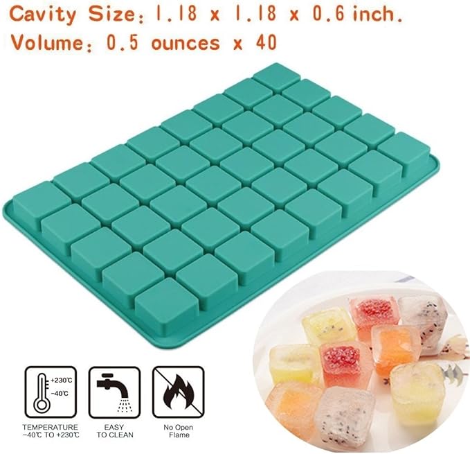 Mity rain 2 Pack 40-Cavity Square Caramel Candy Silicone Molds