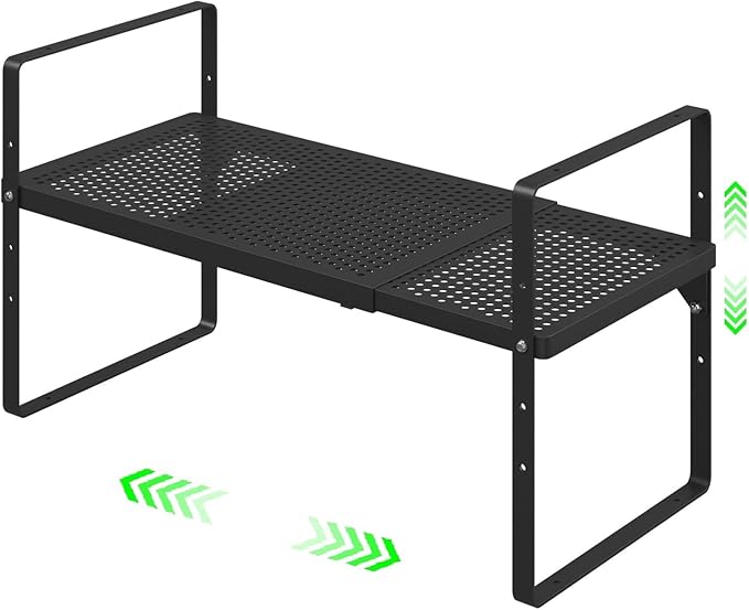 SOFRON Expandable Storage Shelf, Stackable Organizer Rack, Black Small 1 PK