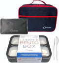 kinsho Bento Lunch Box, Ice Pack Insulated Bag for Kids & Boys, Black & Red