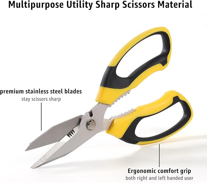 BoFuYuan Utility Scissors All Purpose heavy duty 8-Inch Yellow