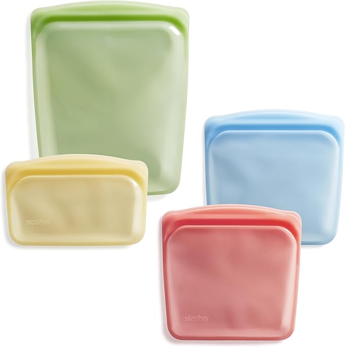 Stasher Premium Reusable Silicone Food Storage Snack Bags, 3-Pack, Artivism