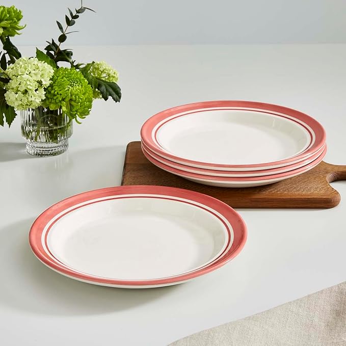 Portmeirion Potter's Stripe Dinner Plate - Red, Set of 4