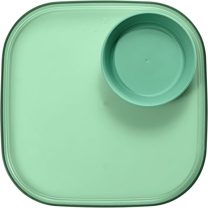 Madesmart Dipware Reusable Dining Plate, Serving Tray for Appetizers and Snacks, Sandwiches, Hummus, Sauces, Stackable & Removable Dip Bowl, Sage